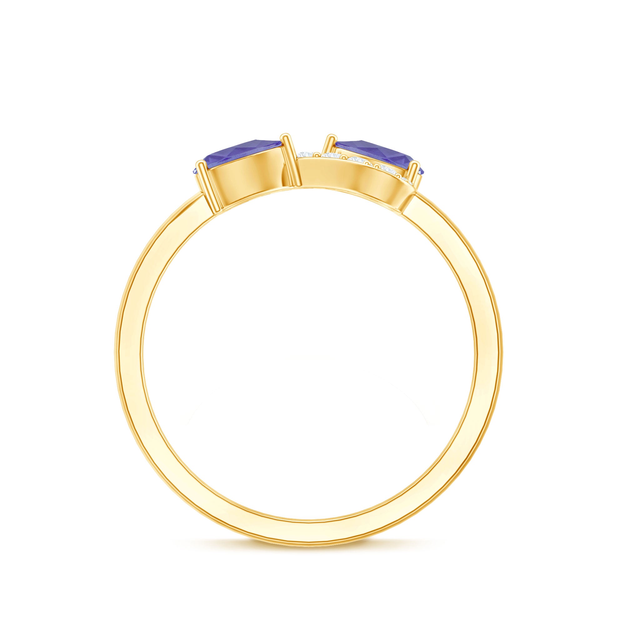 Rosec Jewels-Real Tanzanite 2 Stone Promise Ring with Diamond
