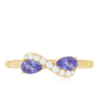 Real Tanzanite 2 Stone Promise Ring with Diamond AAA - Rosec Jewels
