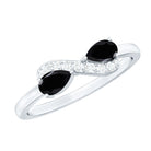 Rosec Jewels-Natural Black Spinel Diamond 2 Stone Promise Ring in East West Style