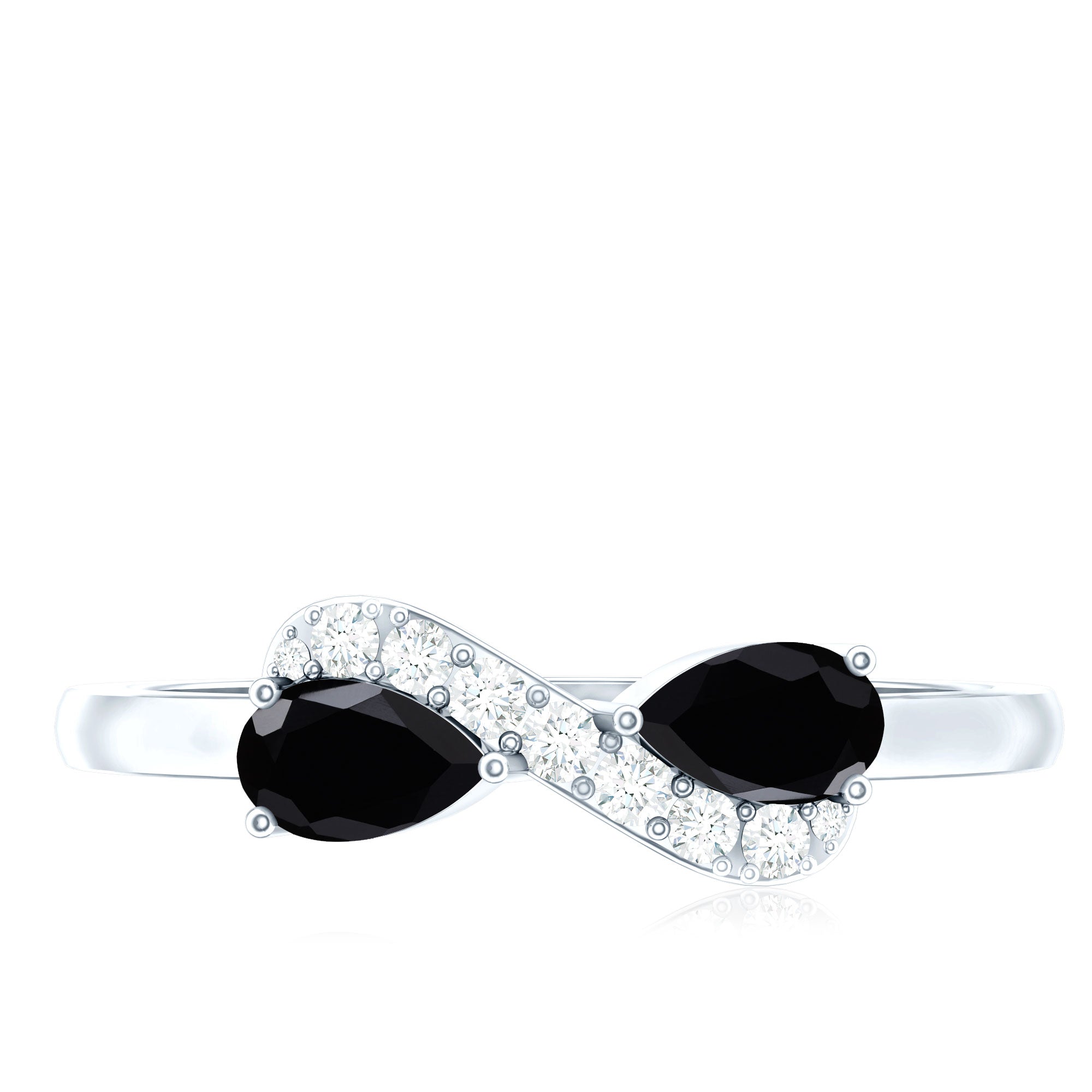 Rosec Jewels-Natural Black Spinel Diamond 2 Stone Promise Ring in East West Style