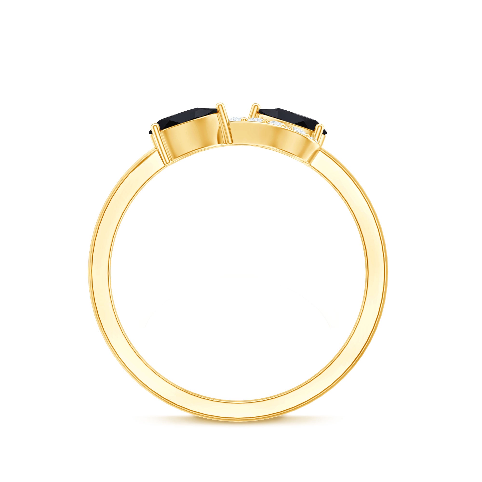 Rosec Jewels-Natural Black Spinel Diamond 2 Stone Promise Ring in East West Style