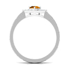 0.50 CT Round Shape Citrine Minimal Textured Ring with Diamond AAA - Rosec Jewels