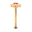 Minimal Ruby and Diamond Textured Ring AAA - Rosec Jewels