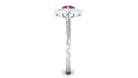 Minimal Pink Tourmaline Textured Ring with Diamond AAA - Rosec Jewels