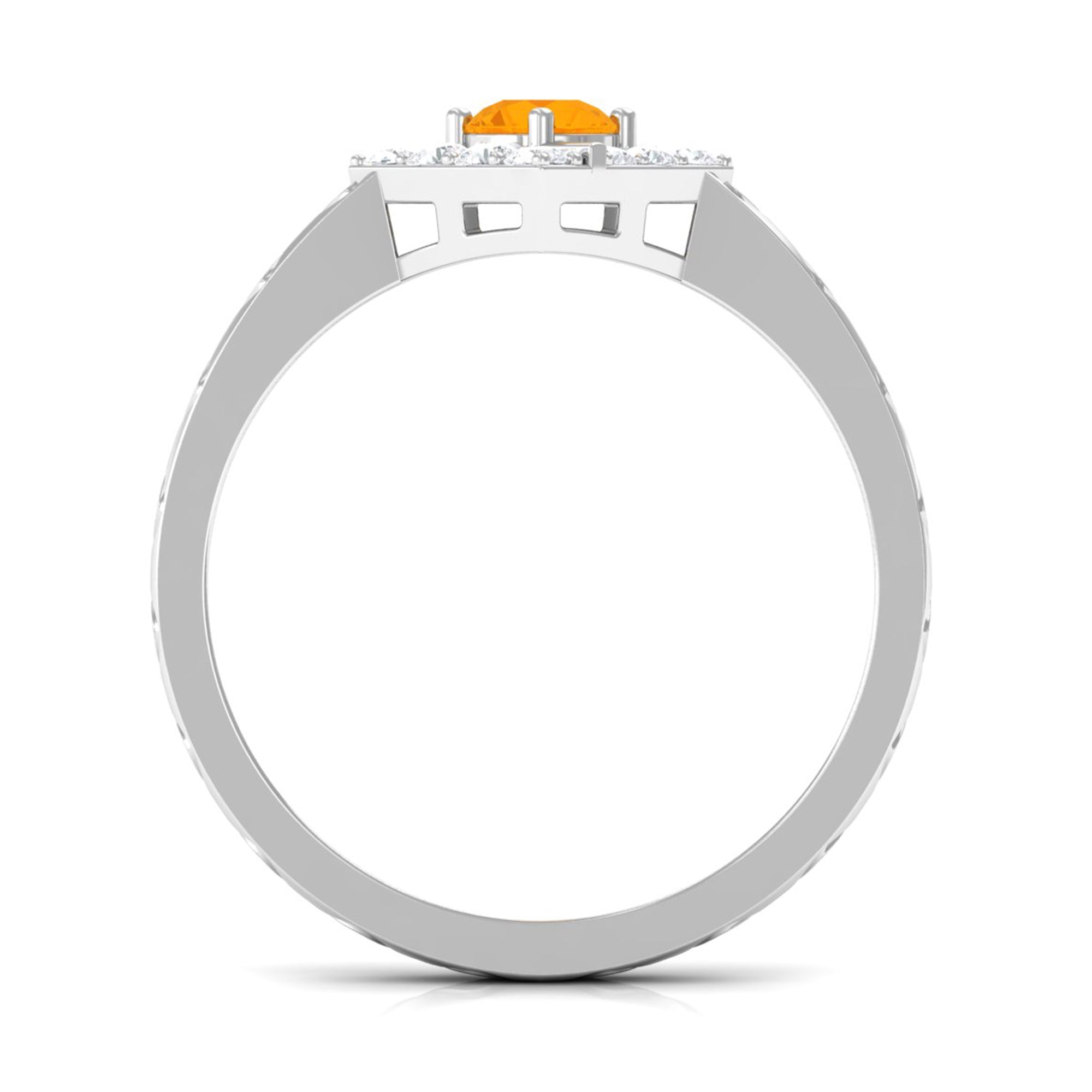 1/2 Carat Minimal Fire Opal and Diamond Textured Ring AAA - Rosec Jewels
