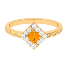 1/2 Carat Minimal Fire Opal and Diamond Textured Ring AAA - Rosec Jewels