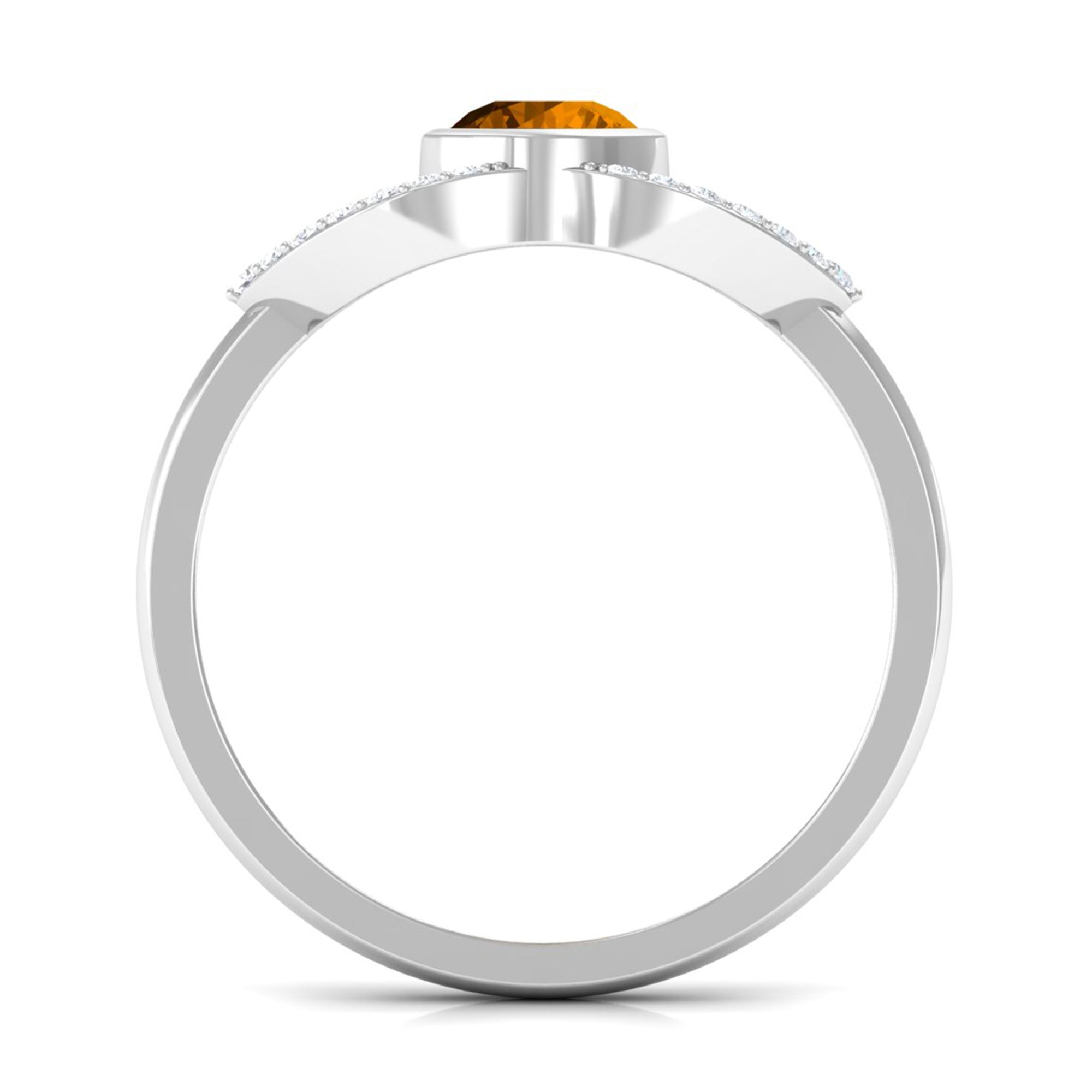 0.75 CT Split Shank Citrine Solitaire Ring with Diamond Accent AAA - Rosec Jewels