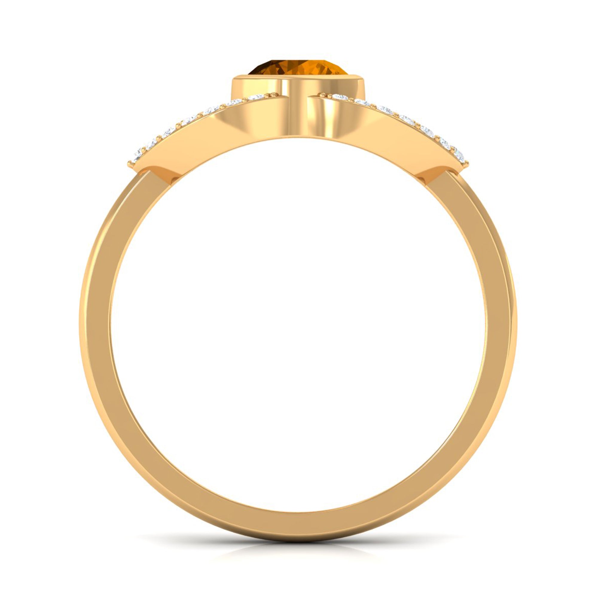0.75 CT Split Shank Citrine Solitaire Ring with Diamond Accent AAA - Rosec Jewels