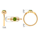 0.75 CT Split Shank Peridot Solitaire Ring with Diamond Accent AAA - Rosec Jewels