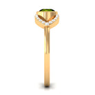0.75 CT Split Shank Peridot Solitaire Ring with Diamond Accent AAA - Rosec Jewels