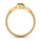 0.75 CT Split Shank Peridot Solitaire Ring with Diamond Accent AAA - Rosec Jewels