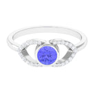 Bezel Set Tanzanite Solitaire Split Shank Ring with Diamond AAA - Rosec Jewels