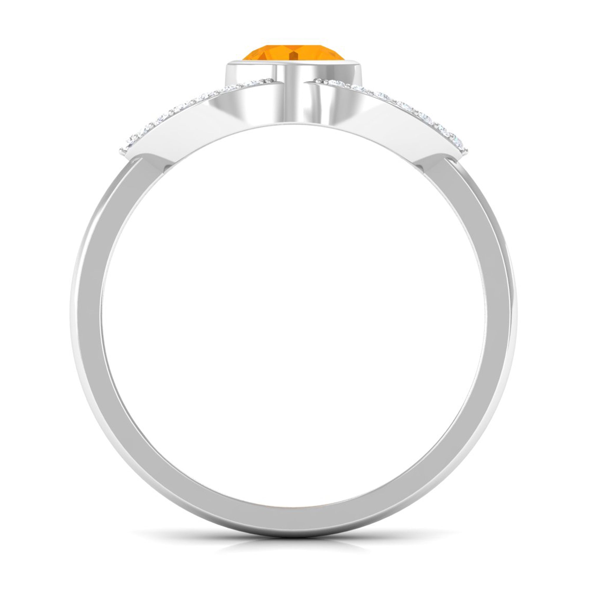 3/4 Ct Fire Opal and Diamond Split Shank Engagement Ring AAA - Rosec Jewels