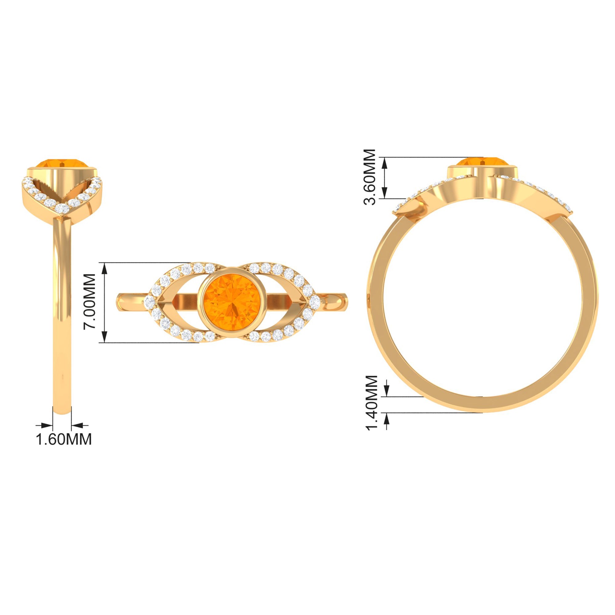 3/4 Ct Fire Opal and Diamond Split Shank Engagement Ring AAA - Rosec Jewels