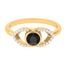 3/4 Ct Black Onyx and Diamond Split Shank Engagement Ring Black Onyx - ( AAA ) - Quality - Rosec Jewels