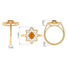 1 Carat Oval Cut Citrine Flower Engagement Ring with Diamond Stones AAA - Rosec Jewels