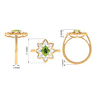 Oval Cut Peridot and Diamond Flower Engagement Ring with Certificate AAA - Rosec Jewels
