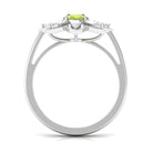 Oval Cut Peridot and Diamond Flower Engagement Ring with Certificate AAA - Rosec Jewels