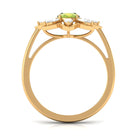 Oval Cut Peridot and Diamond Flower Engagement Ring with Certificate AAA - Rosec Jewels