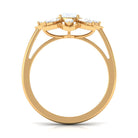 Oval Cut Moonstone and Diamond Flower Cocktail Ring AAA - Rosec Jewels