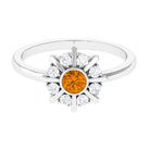 0.50 CT Citrine Statement Ring with Diamond Stones AAA - Rosec Jewels