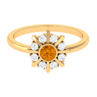 0.50 CT Citrine Statement Ring with Diamond Stones AAA - Rosec Jewels