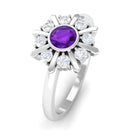 Bezel Set Amethyst Statement Ring with Diamond AAA - Rosec Jewels