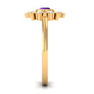 Bezel Set Amethyst Statement Ring with Diamond AAA - Rosec Jewels