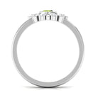 0.50 CT Natural Peridot Statement Ring with Diamond Stones AAA - Rosec Jewels