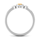1/2 Carat Bezel Set Fire Opal Statement Ring with Diamond AAA - Rosec Jewels