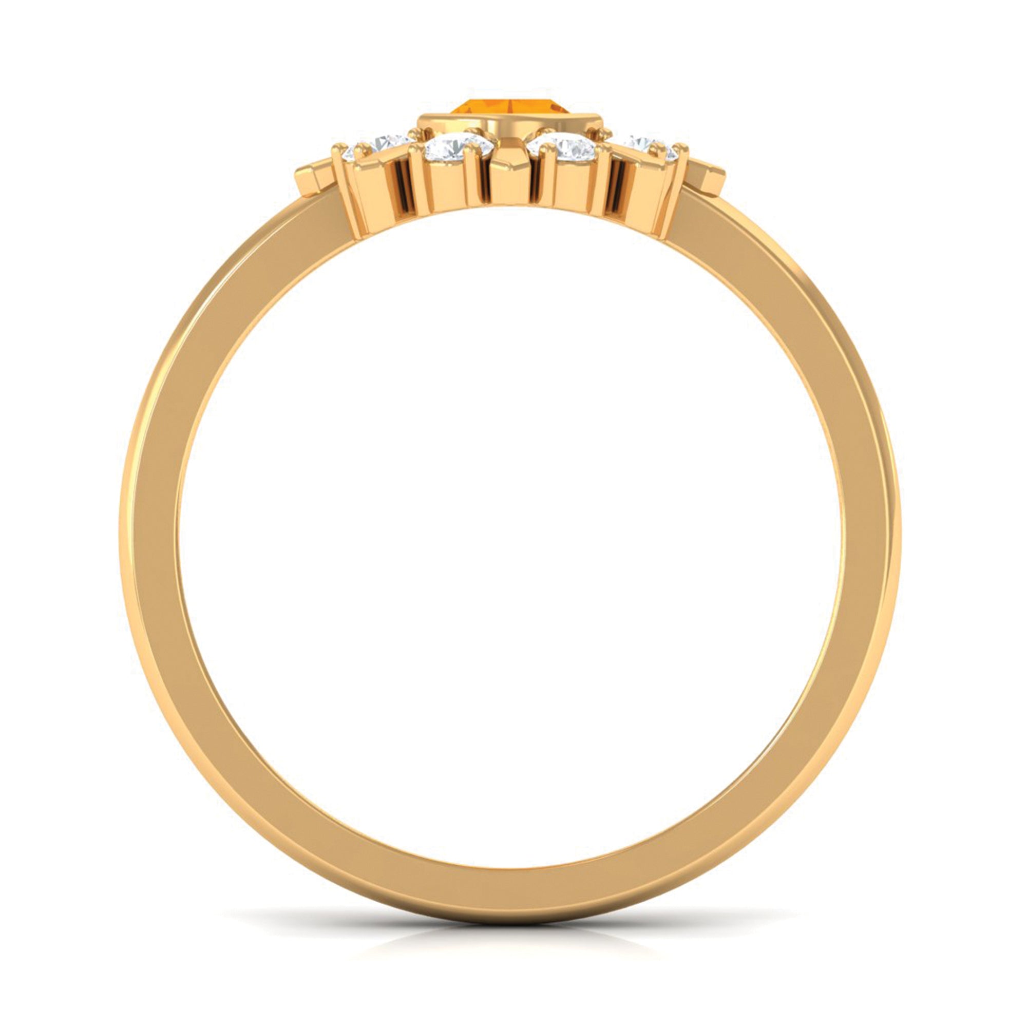 1/2 Carat Bezel Set Fire Opal Statement Ring with Diamond AAA - Rosec Jewels