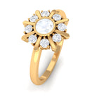 3/4 Carat Bezel Set Moonstone and Diamond Statement Ring AAA - Rosec Jewels
