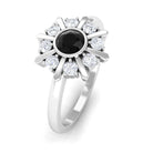 3/4 CT Black Spinel and Diamond Statement Ring AAA - Rosec Jewels
