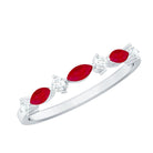 Natural Marquise Ruby Diamond Half Eternity Ring for Anniversary AAA - Rosec Jewels