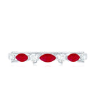Natural Marquise Ruby Diamond Half Eternity Ring for Anniversary AAA - Rosec Jewels