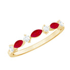 Natural Marquise Ruby Diamond Half Eternity Ring for Anniversary AAA - Rosec Jewels
