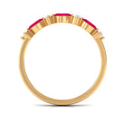 Natural Marquise Ruby Diamond Half Eternity Ring for Anniversary AAA - Rosec Jewels