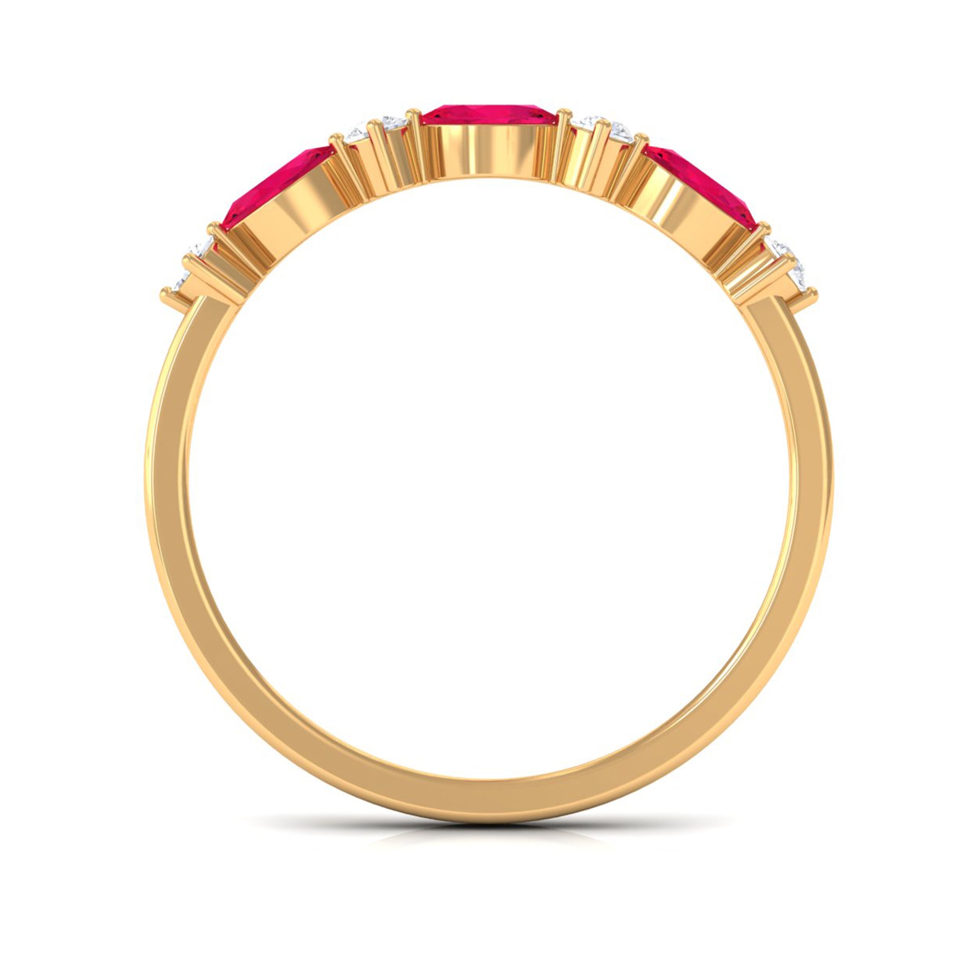 Rosec Jewels-Natural Marquise Ruby Diamond Half Eternity Ring for Anniversary