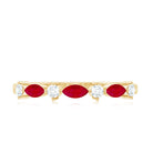 Natural Marquise Ruby Diamond Half Eternity Ring for Anniversary AAA - Rosec Jewels