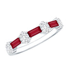Ruby and Lab Grown Diamond Half Eternity Ring Lab - ( EF-VS ) - Rosec Jewels
