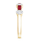 Ruby and Lab Grown Diamond Half Eternity Ring Lab - ( EF-VS ) - Rosec Jewels