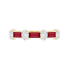Ruby and Lab Grown Diamond Half Eternity Ring Lab - ( EF-VS ) - Rosec Jewels