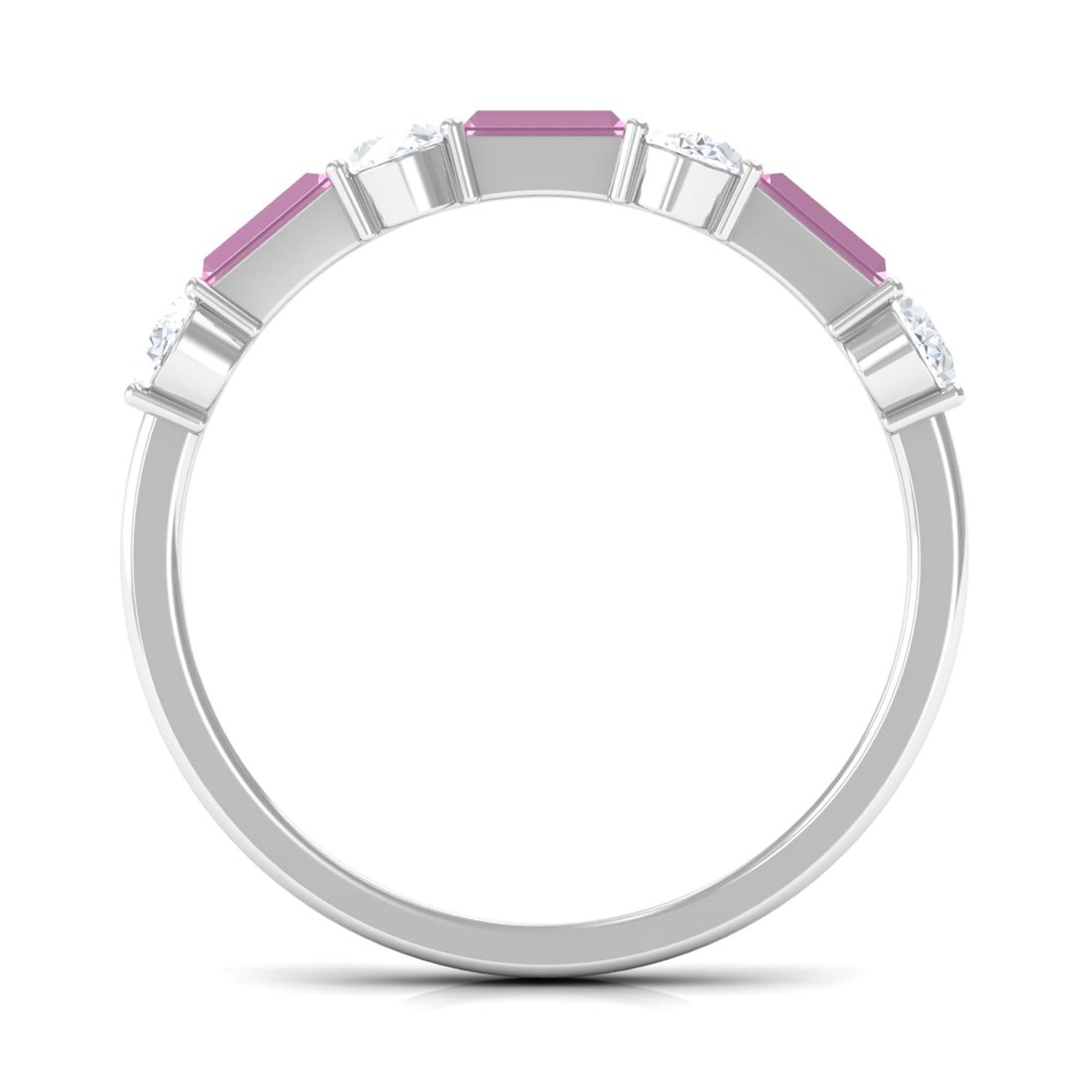 1.25 CT Natural Pink Tourmaline Semi Eternity Ring with Moissanite AAA - Rosec Jewels