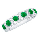 Emerald and Diamond Designer Wedding Band for Women AAA - Rosec Jewels