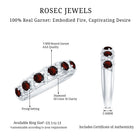 Genuine Red Garnet Diamond Half Eternity Ring for Anniversary AAA - Rosec Jewels