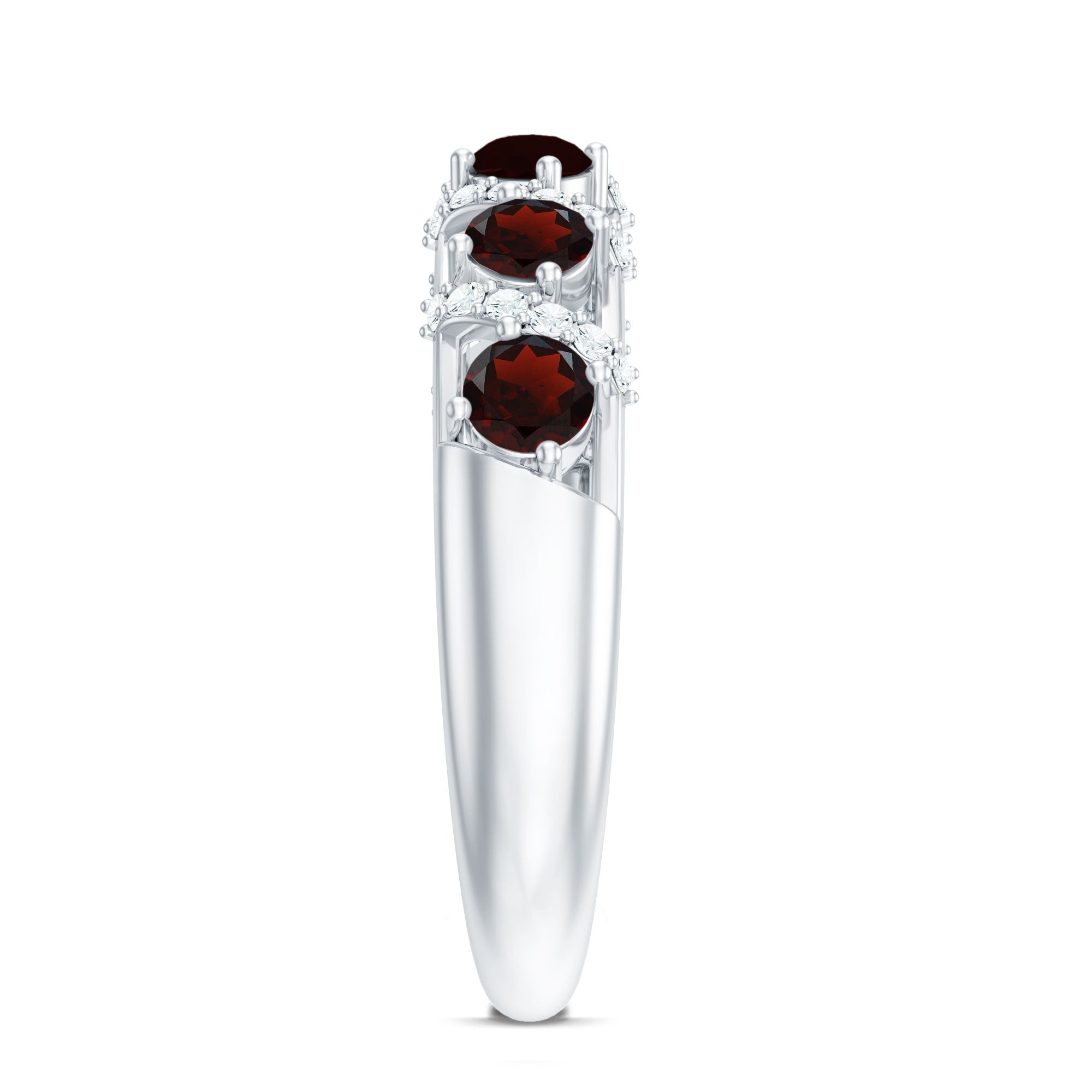 Genuine Red Garnet Diamond Half Eternity Ring for Anniversary AAA - Rosec Jewels