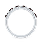 Genuine Red Garnet Diamond Half Eternity Ring for Anniversary AAA - Rosec Jewels