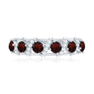 Genuine Red Garnet Diamond Half Eternity Ring for Anniversary AAA - Rosec Jewels