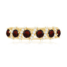 Genuine Red Garnet Diamond Half Eternity Ring for Anniversary AAA - Rosec Jewels