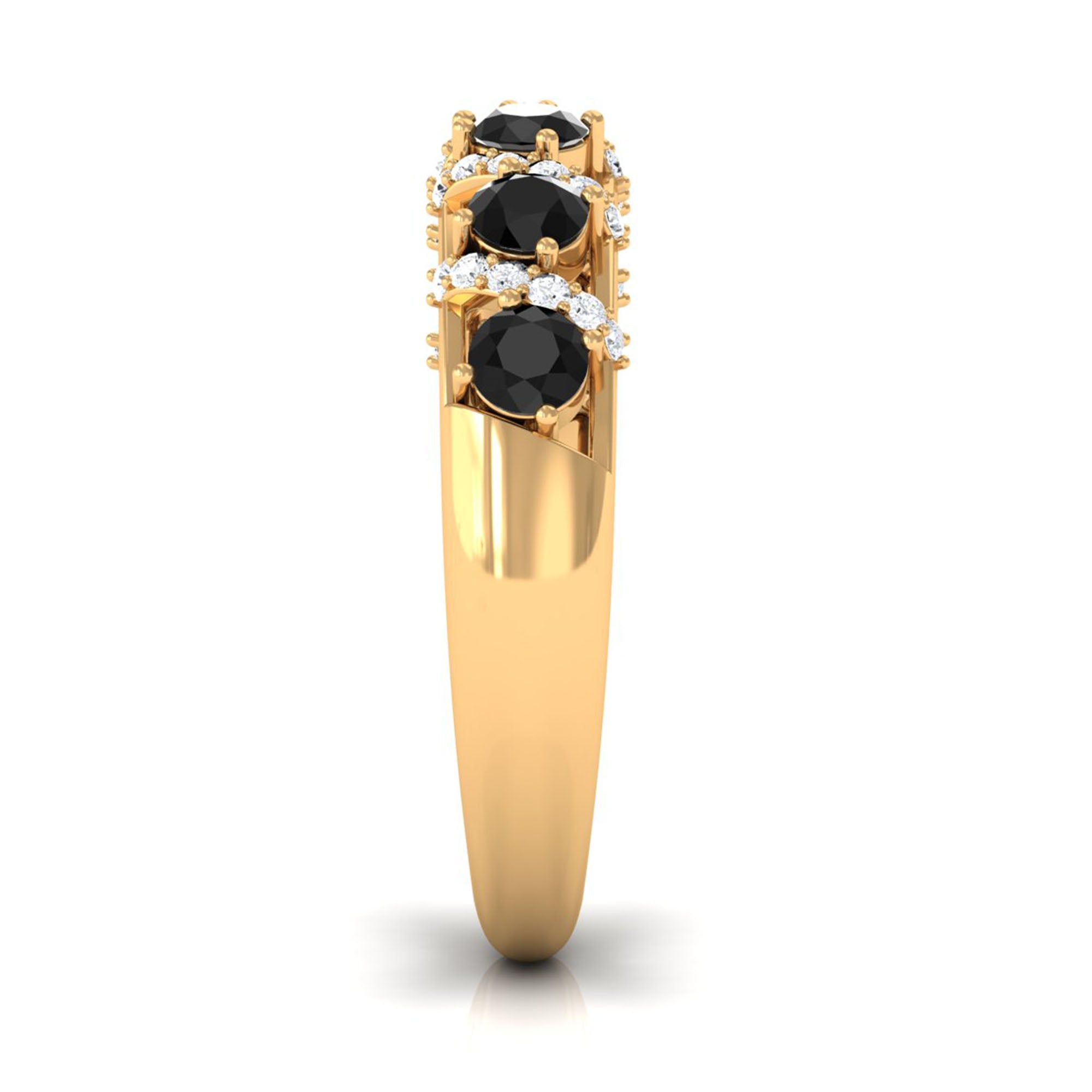 Black Spinel Designer Anniversary Band with Diamond AAA - Rosec Jewels